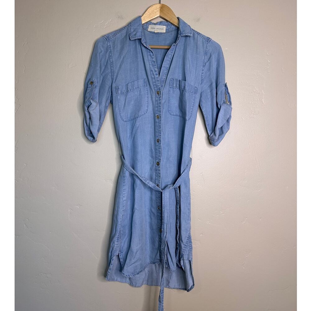 Light Wash Denim Button Up Dress with Wrap size XS